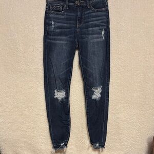 Buckle Dark Blue Distressed Ankle Jeans